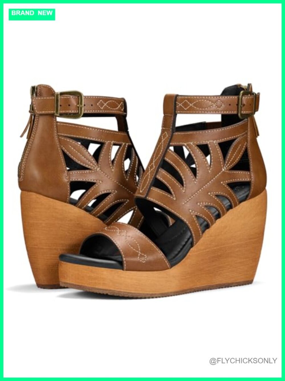 Rollda Women's Wedge Platform Sandals Western Embroidered Open Toe Zip